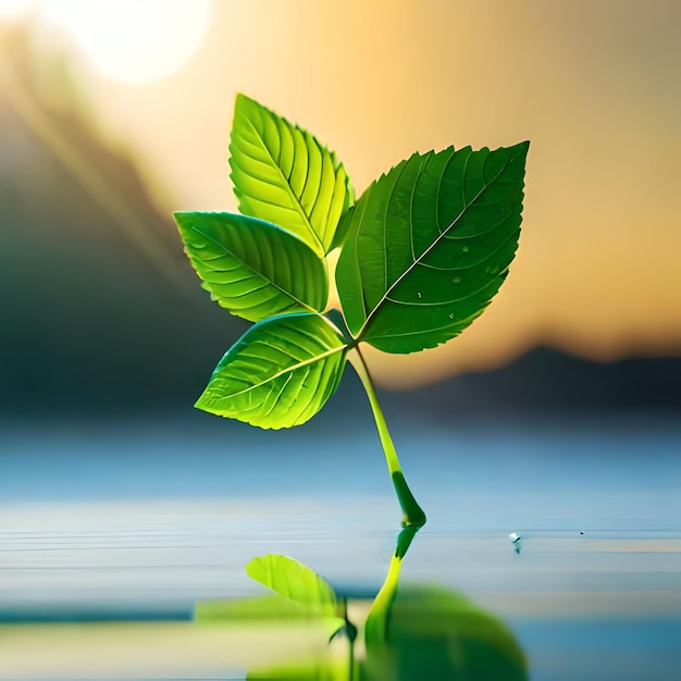 Una hoja que está en el agua.