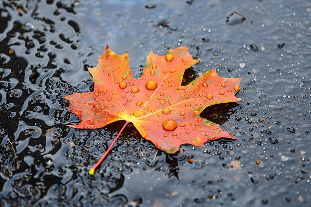 una hoja que está húmeda y tiene gotas de agua en ella