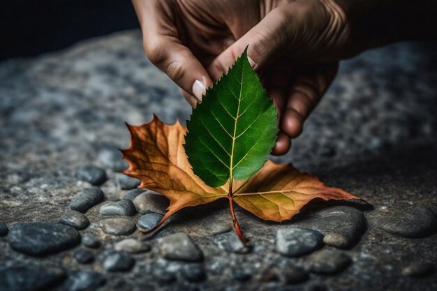 Foto una hoja que ha caído del árbol