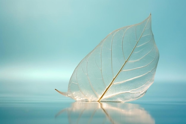 Foto una hoja que está sentada en el agua