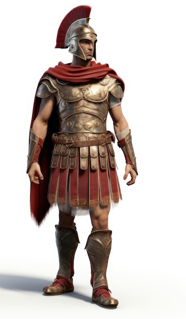 Hoja de referencia de diseño de personajes de juegos de guerreros históricos en 3D inspirada en la edad de los imperios
