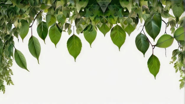 Foto una hoja verde colgando de una ventana con un fondo blanco