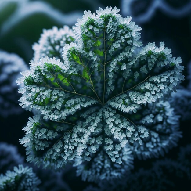 Foto hoja verde congelada