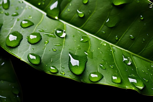 Foto hoja verde en una fotografía de cerca con h2o