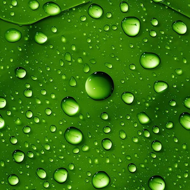 Foto una hoja verde con gotas de agua y un fondo verde.