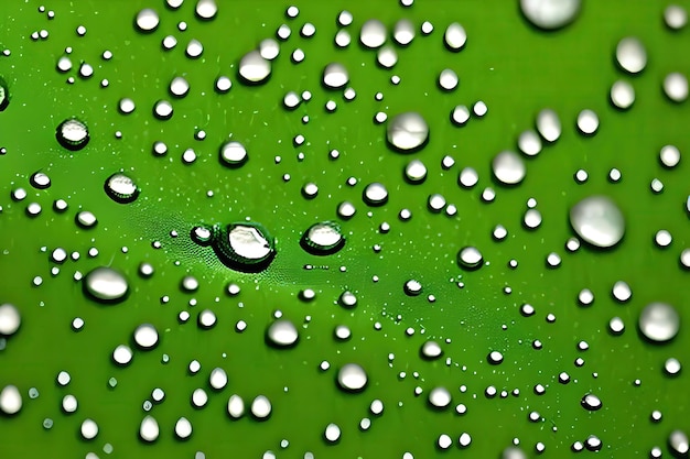 Hoja verde con gotas de agua sobre ella fotografía macro