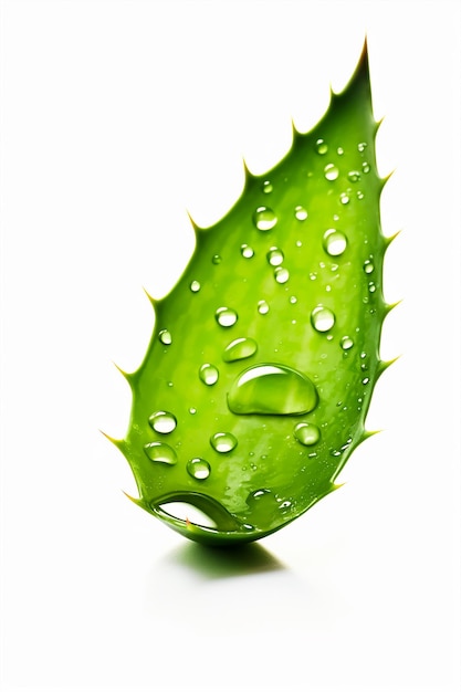 Una hoja verde con gotas de agua