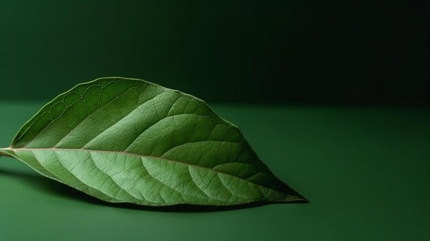 Una hoja verde con las líneas rojas en la parte superior.