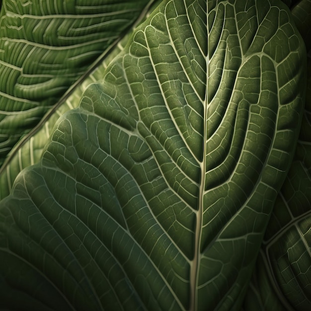 Una hoja verde con las líneas de las venas.