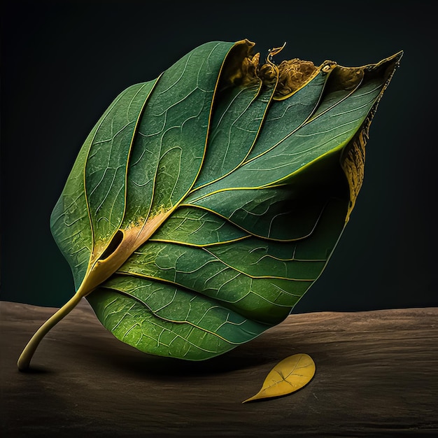 una hoja verde nace de una vieja hoja muerta