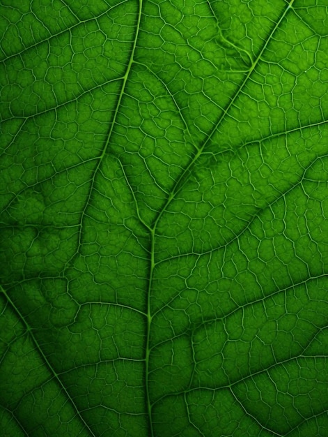 una hoja verde con un patrón de las venas de una hoja