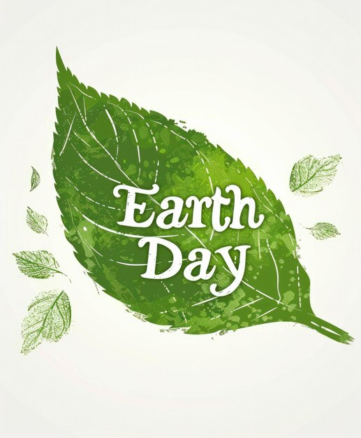 Hoja verde con el texto Día de la Tierra