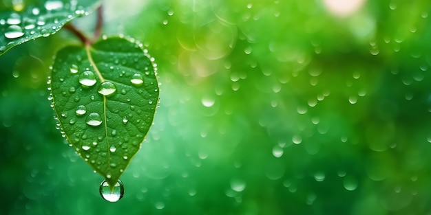 Una hoja vibrante besada por la lluvia en un cautivador bokeh