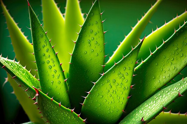 Hojas de aloe vera de color verde brillante utilizadas en productos farmacéuticos