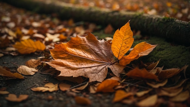 hojas de arce en los bosques de otoño