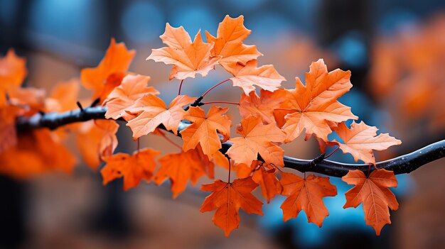 Las hojas de arce de otoño en el fondo