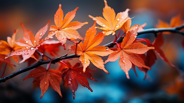 Las hojas de arce de otoño en el fondo