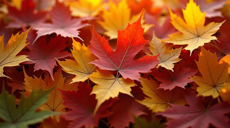 hojas de arce en otoño