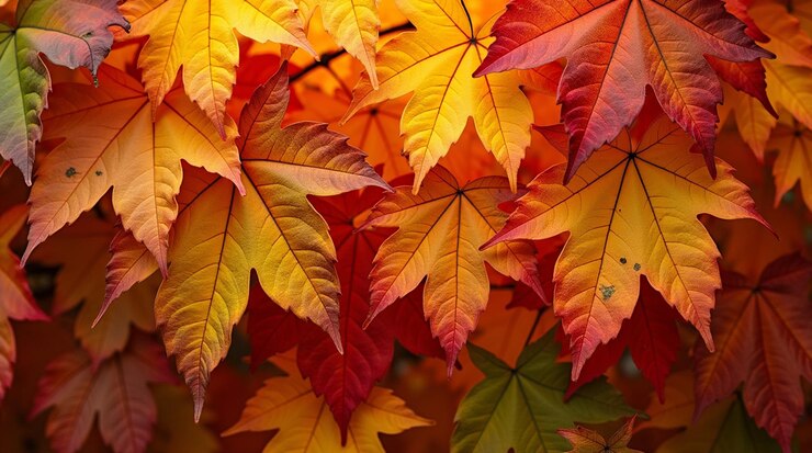 hojas de arce en otoño
