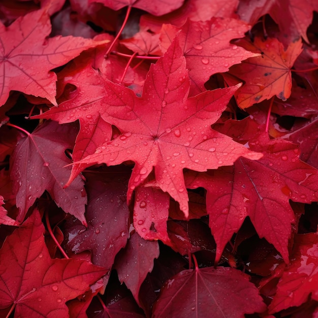 Hojas de arce rojas vibrantes en otoño