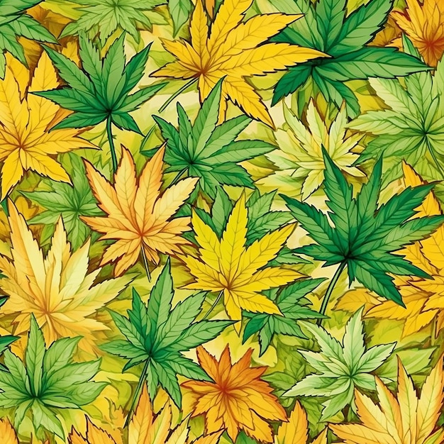 Las hojas de cannabis de colores generan un fondo