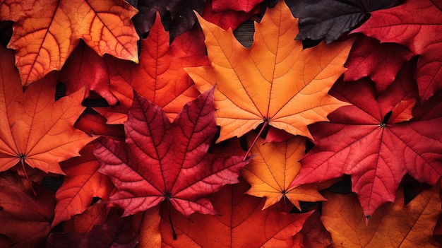 Las hojas coloridas del otoño en el fondo