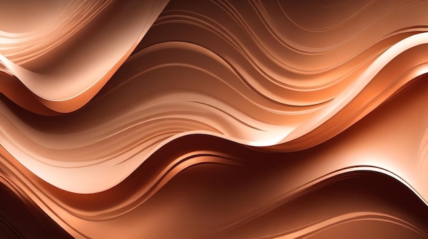 Hojas dinámicas de brillo de elegancia de cobre con ondas de colores ricos