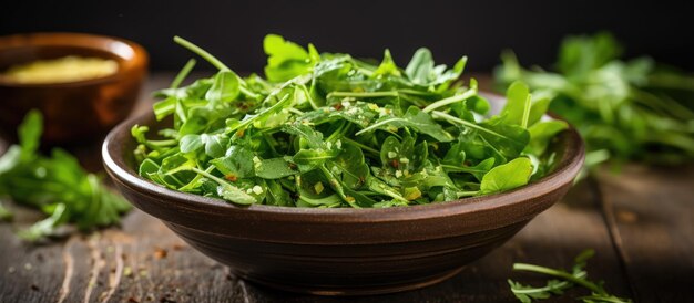 Las hojas de ensalada se combinan con una mezcla de hierbas frescas y pétalos proporcionando un toque refrescante y