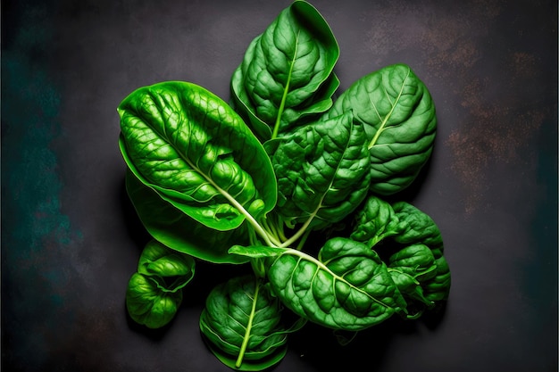 Hojas de espinacas verdes frescas para la preparación de ensaladas con verduras y hierbas saludables