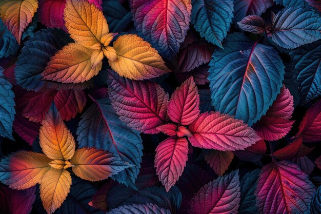 Foto hojas en estilo de colores vívidos para el fondo