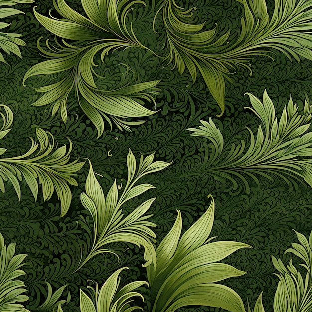 Foto hojas y follajes de acolchado botánico verde agresivo sin costuras