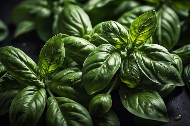 Foto hojas frescas de albahaca para pesto