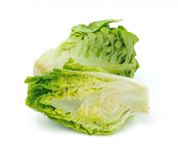 Hojas de lechuga aisladas en blanco