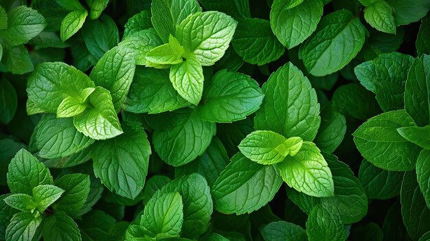 Hojas de menta fresca en el jardín Fondo de hojas de menta