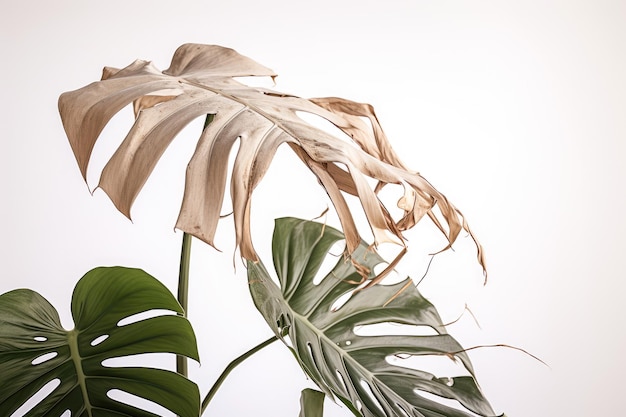 Foto hojas de monstera marchitas plantas ornamentales descuidadas plantas domésticas cuidado inadecuado