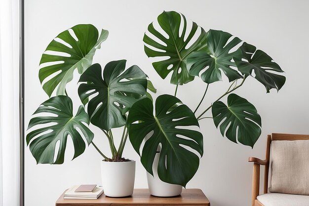 Las hojas de Monstera en una sala de estar