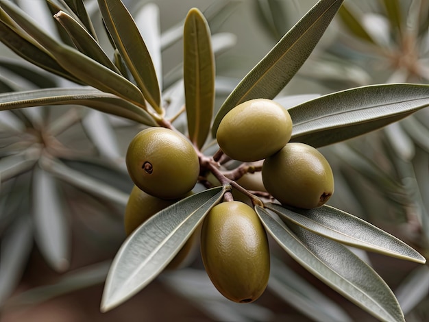 Foto hojas de oliva olea europaea en el jardín