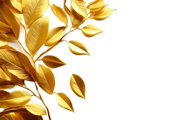 Foto hojas de oro sobre fondo blanco.