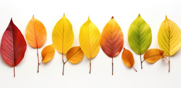 Foto hojas de otoño aisladas sobre un fondo blanco