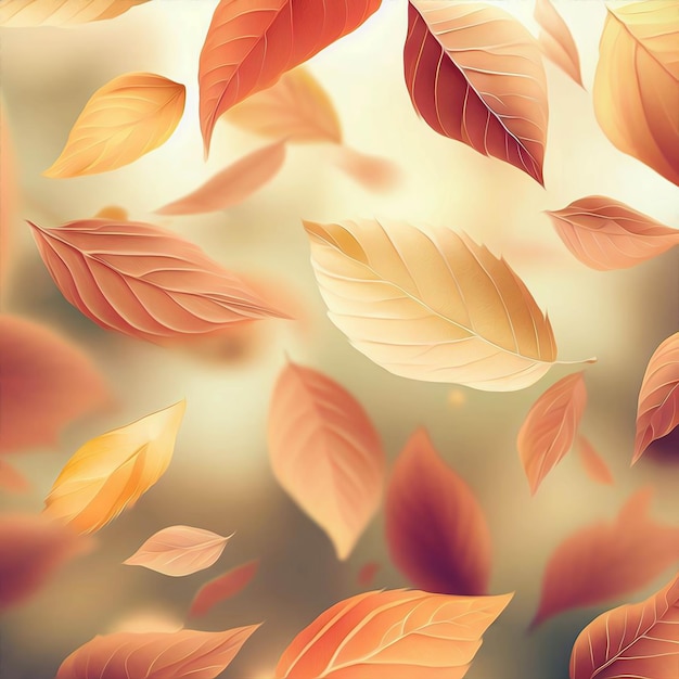 Hojas de otoño cayendo en el patrón de la naturaleza del aire en estilo de pintura al óleo