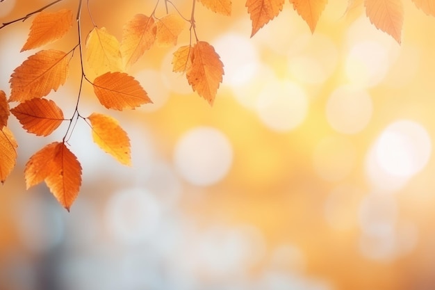 Hojas de otoño coloridas en la rama Fondo de otoño
