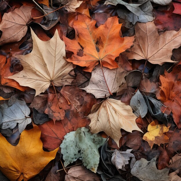 Hojas de otoño en descomposición