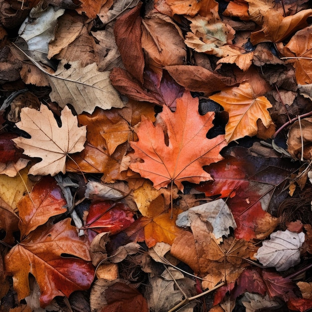 Hojas de otoño en descomposición