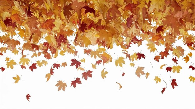 Foto las hojas de otoño están cayendo volando fondo blanco aislado