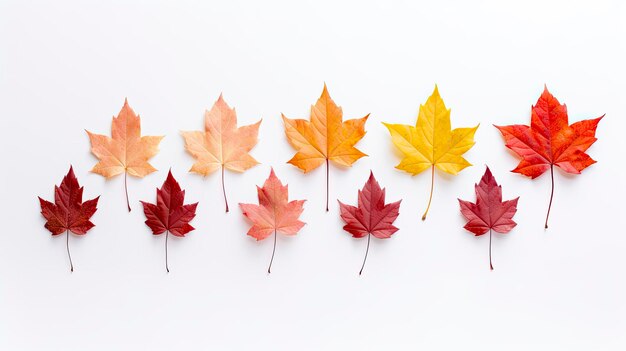 Foto de hojas de otoño fondo blanco acción de gracias