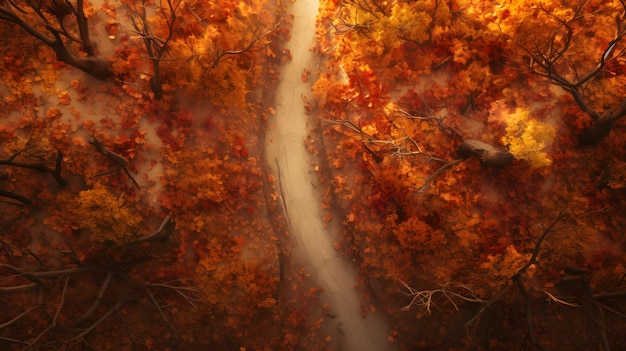 Hojas de otoño en el fondo del bosque