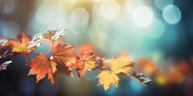 Foto hojas de otoño en el fondo hojas de otoño a la luz del sol