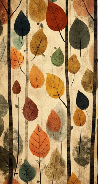 Las hojas de otoño en un fondo rústico