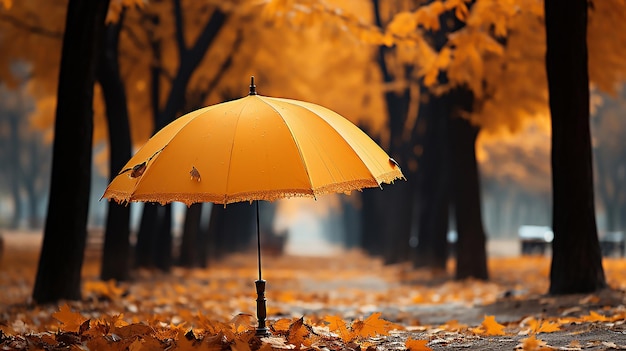 hojas de otoño con gotas de lluvia