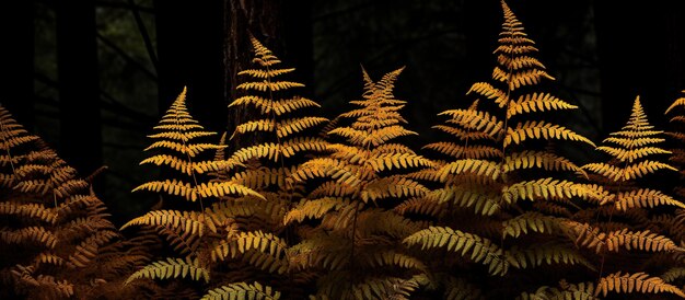 Foto hojas de otoño de helecho en un fondo oscuro fondo de otoño